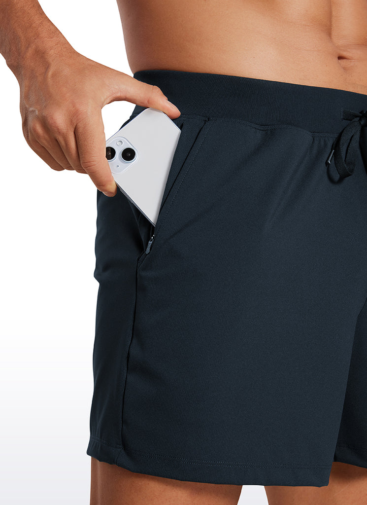 CRZ YOGA Men's Train Relaxed Fit On the Travel Linerless Shorts 5'' Platinum Grey