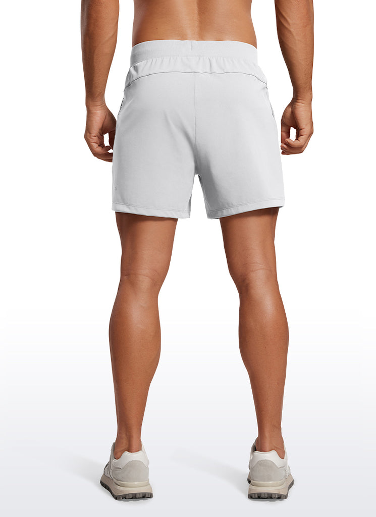 CRZ YOGA Men's Train Relaxed Fit On the Travel Linerless Shorts 5'' Platinum Grey