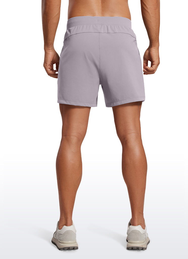 CRZ YOGA Men's Train Relaxed Fit On the Travel Linerless Shorts 5'' Gull Gray