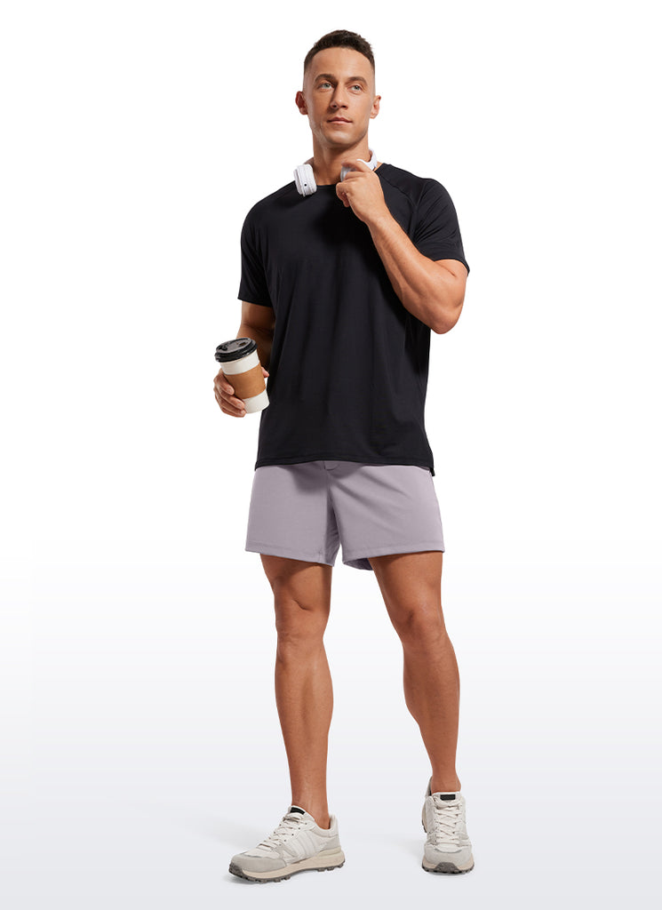 CRZ YOGA Men's Train Relaxed Fit On the Travel Linerless Shorts 5'' Gull Gray