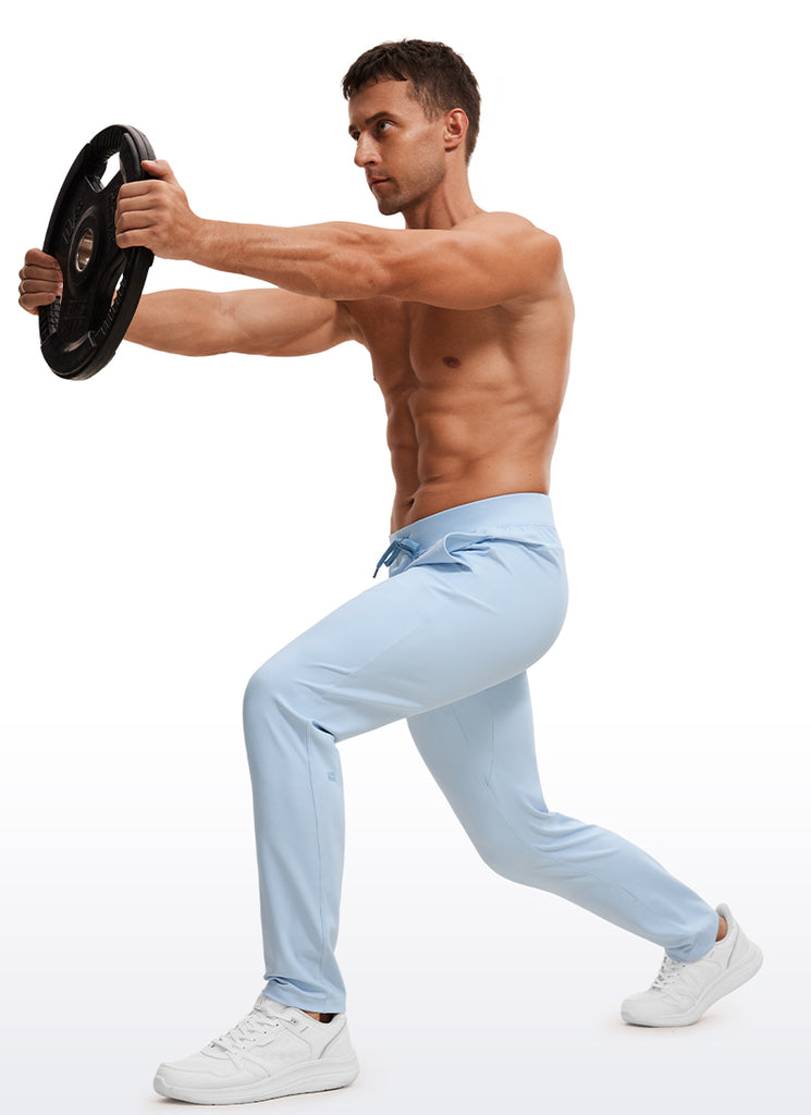 CRZ YOGA Men's Train Relaxed Fit On the Travel Pants 30'' Chambray Blue