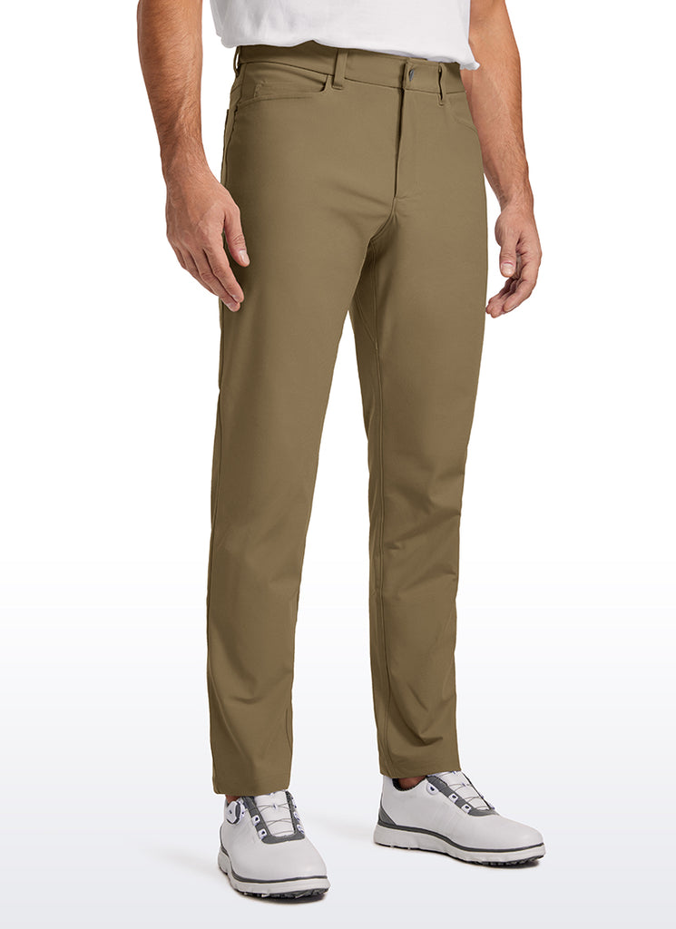 CRZ YOGA Mens Work Slim Fit All-Day Comfort Golf Pants 5 Pockets 32'' Artifact Brown