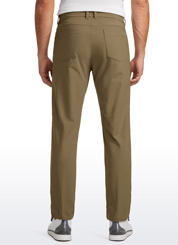 CRZ YOGA Mens Work Slim Fit All-Day Comfort Golf Pants 5 Pockets 34'' Khaki Sand