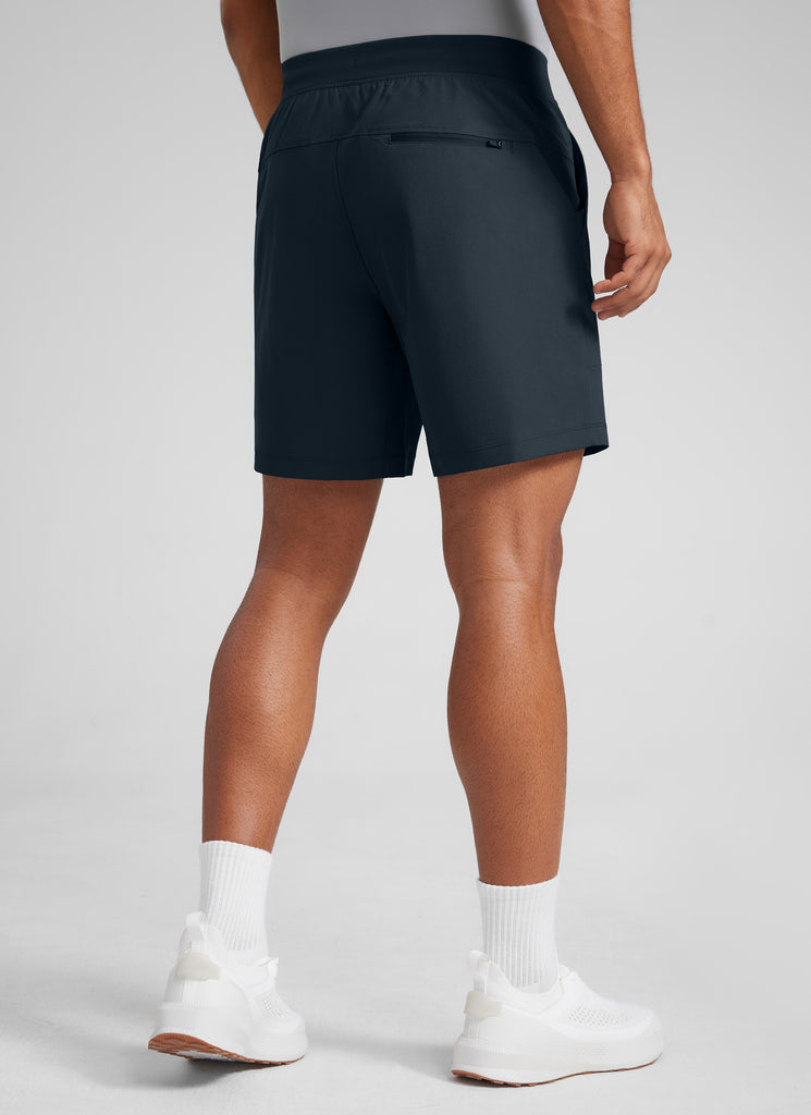 CRZYOGA Men All Day Comfy Golf Casual Shorts 7" with Pockets Quick Dry True Navy