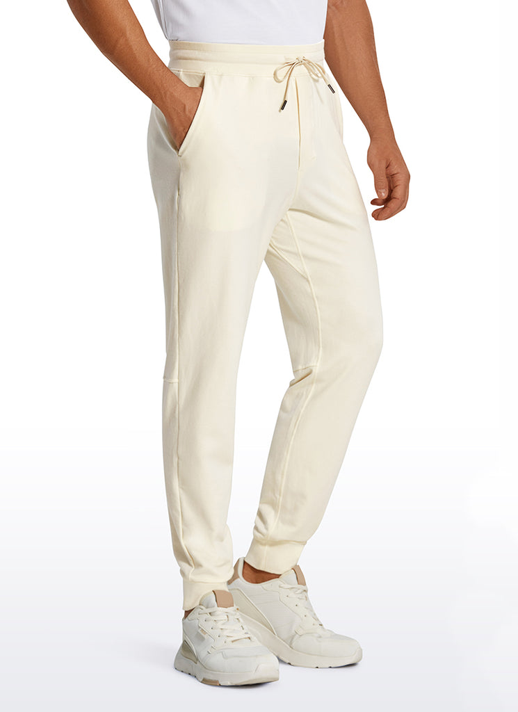 CRZ YOGA Men's Lounge Workout  Amenity Jogger Sweatpants Pockets 29'' White Apricot