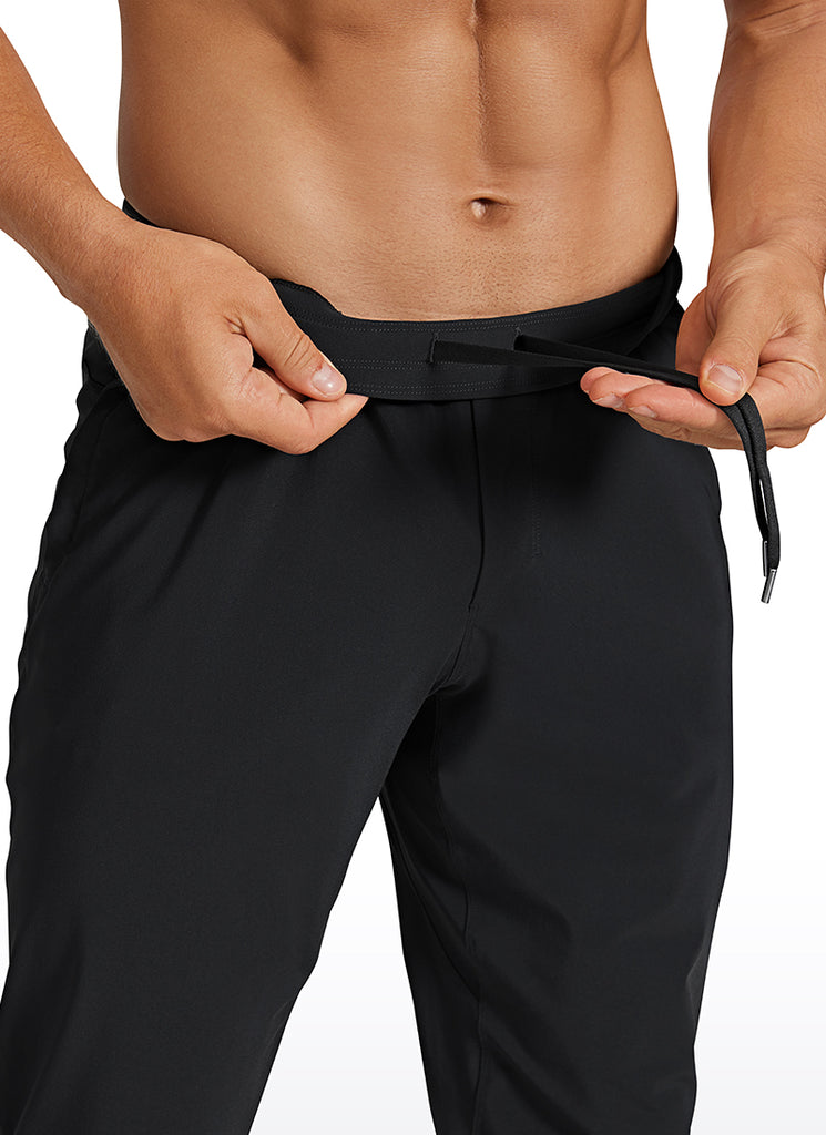 CRZ YOGA Men's Running Slim Fit Lightweight Joggers 29"-Zipper Pockets Black