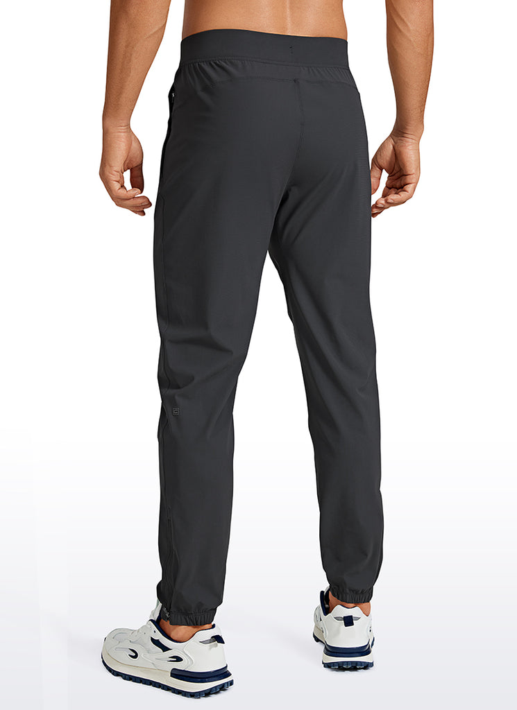 CRZ YOGA Men's Running Slim Fit Lightweight Joggers 29"-Zipper Pockets Black