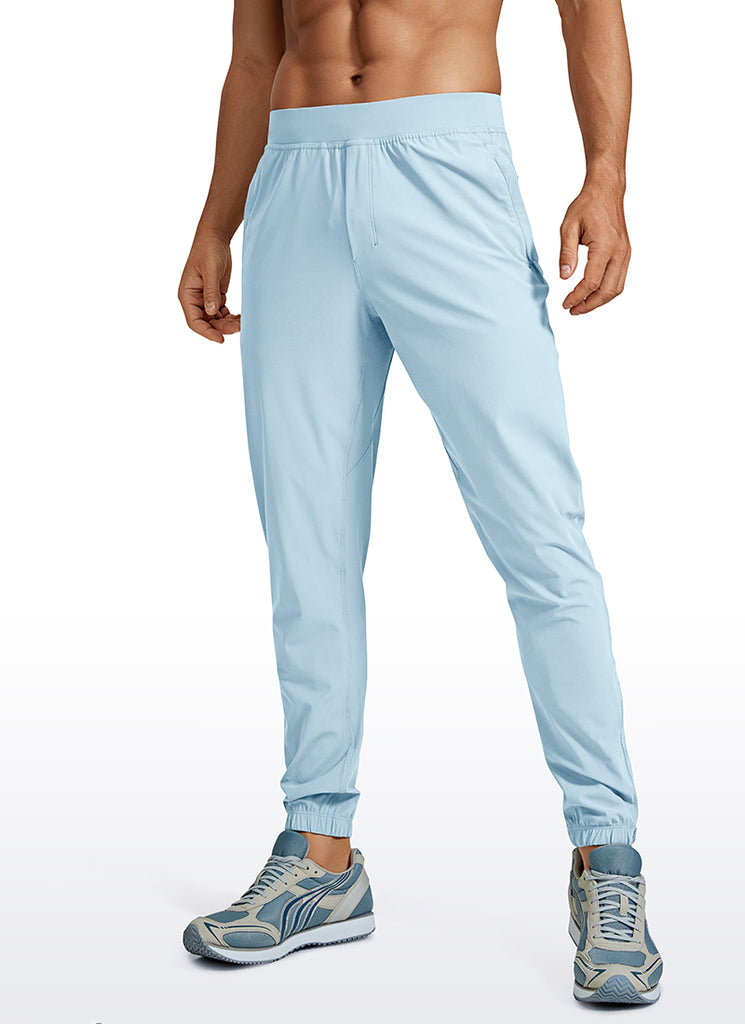 CRZ YOGA Men's Running Slim Fit Lightweight Joggers 29"-Zipper Pockets Chambray Blue