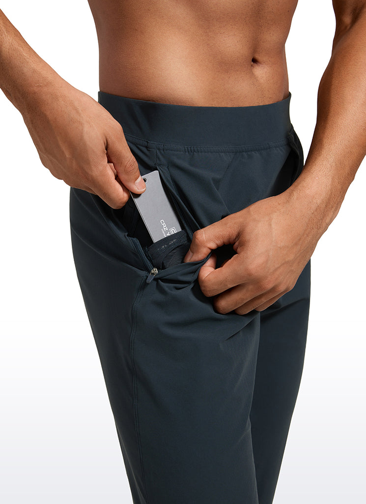 CRZ YOGA Men's Running Slim Fit Lightweight Joggers 31"-Zipper Pockets True Navy