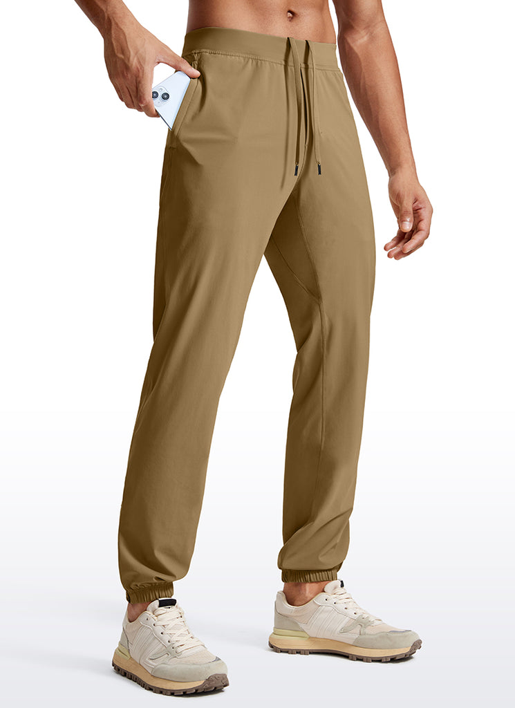 CRZ YOGA Men's Running Slim Fit Lightweight Joggers 31"-Zipper Pockets Artifact Brown