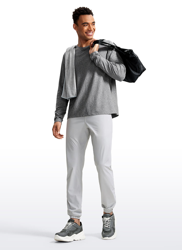 CRZ YOGA Men's Running Slim Fit Lightweight Joggers 31"-Zipper Pockets Platinum Grey