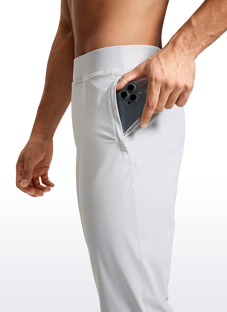 CRZ YOGA Men's Running Slim Fit Lightweight Joggers 31"-Zipper Pockets Platinum Grey