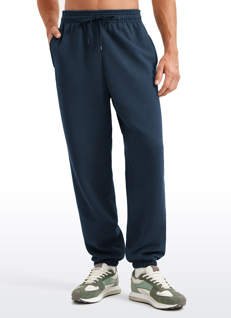 CRZ YOGA Men's Loosed Fit Cotton Fleece Sweatpants with Pockets 32'' Ink Blue