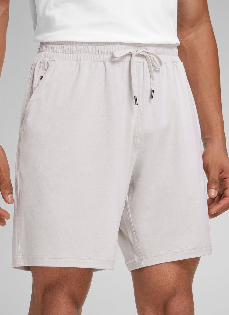 CRZ YOGA Men's Casual Lightweight Sweat Shorts with Pockets Milky White