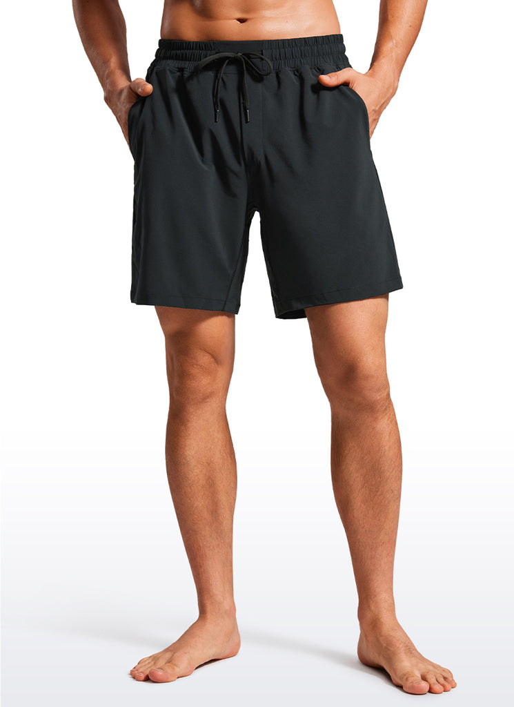 CRZ YOGA Men's Swim Trunks 7'' Mesh Lining with Zipper Pockets Black