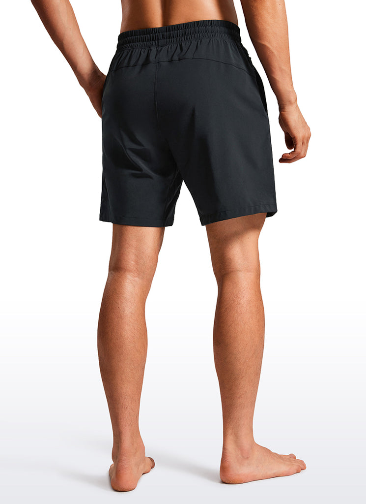 CRZ YOGA Men's Swim Trunks 7'' Mesh Lining with Zipper Pockets Black