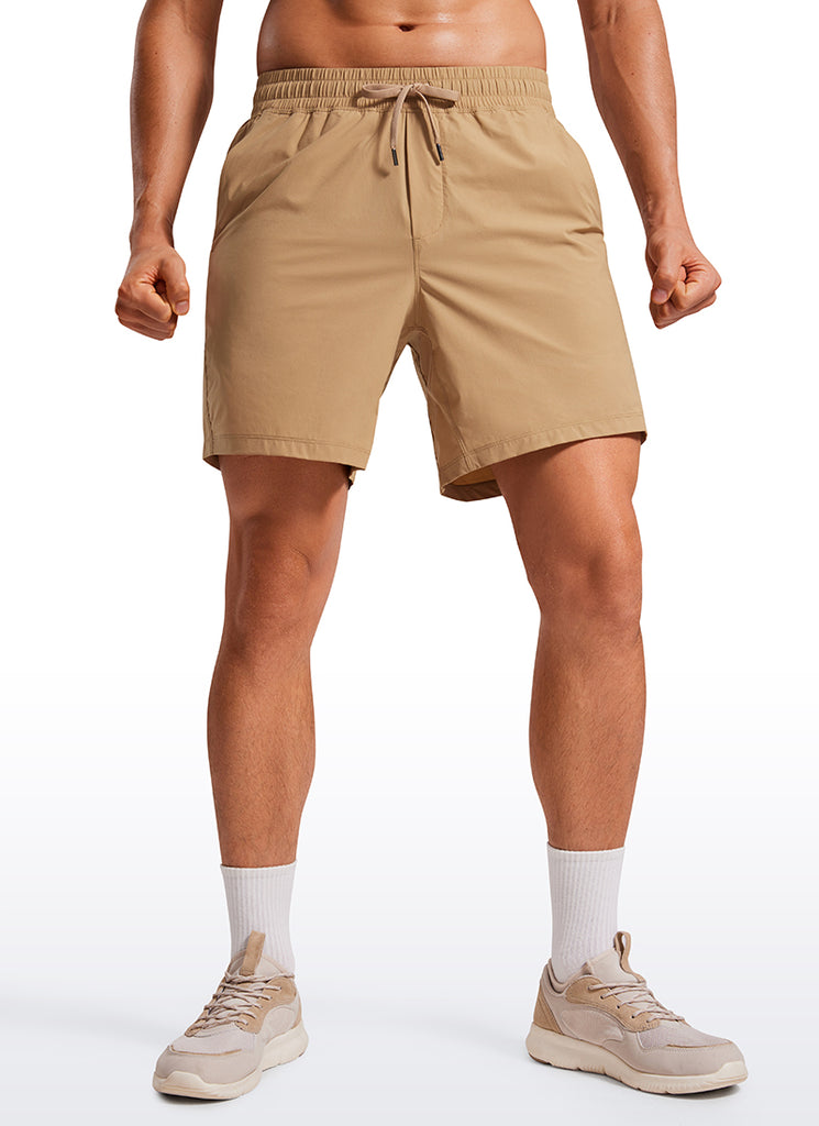 CRZ YOGA Men's Training Quick Dry Pocketed Linerless Shorts 7'' Gull Gray