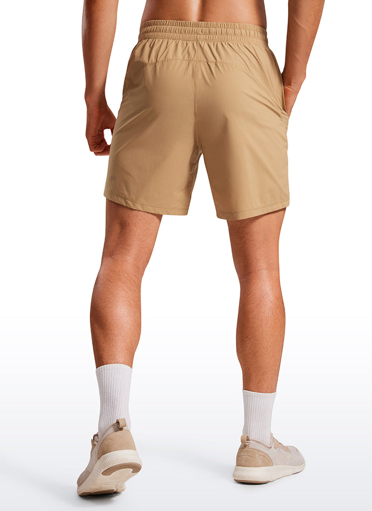 CRZ YOGA Men's Training Quick Dry Pocketed Linerless Shorts 7'' Gull Gray