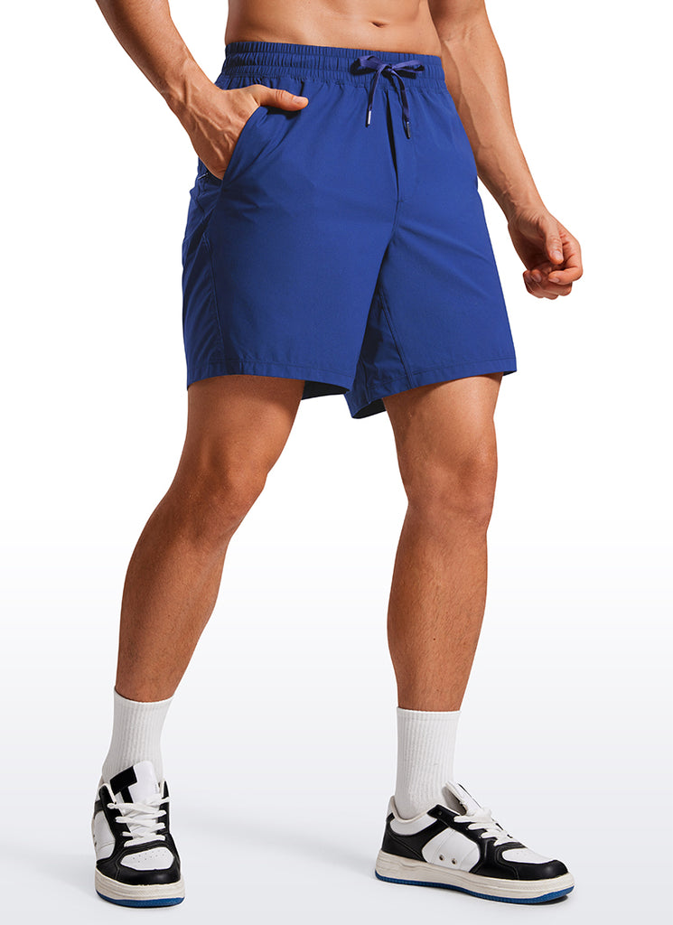 CRZ YOGA Men's Training Quick Dry Pocketed Linerless Shorts 7'' Grey Sage