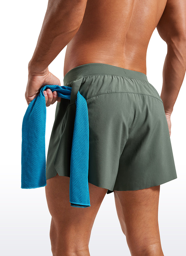 CRZ YOGA Men's 2 in 1 Running Dolphin Quick Dry Zip Pocket Shorts  4'' Grey Sage