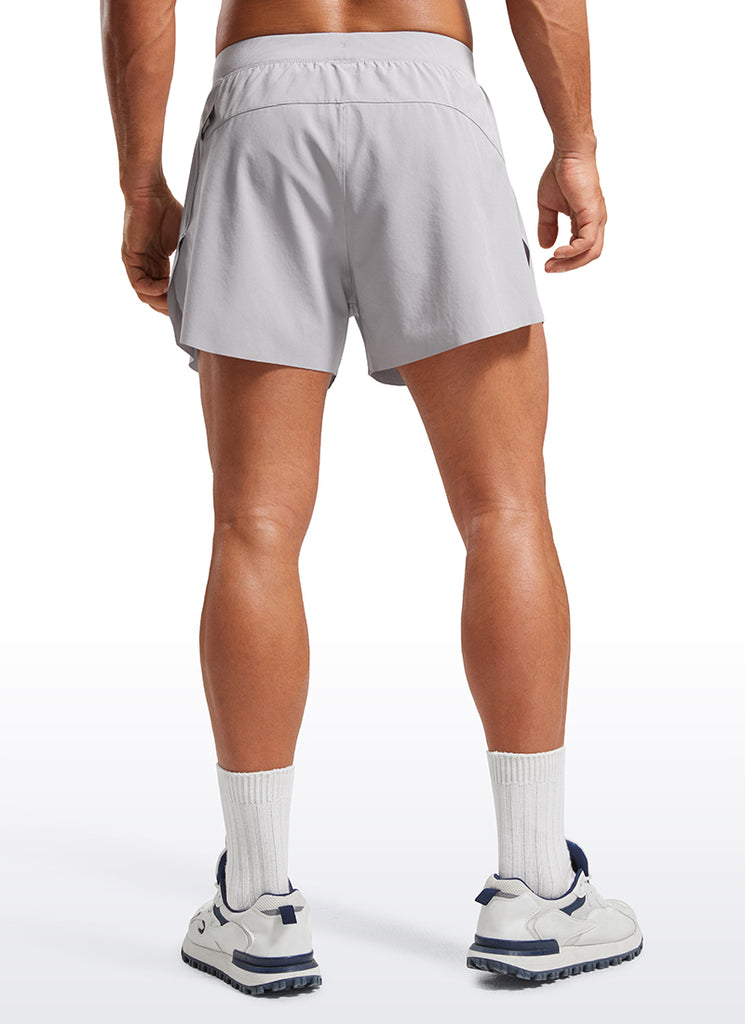 CRZ YOGA Men's 2 in 1 Running Dolphin Quick Dry Zip Pocket Shorts  4'' Gull Gray