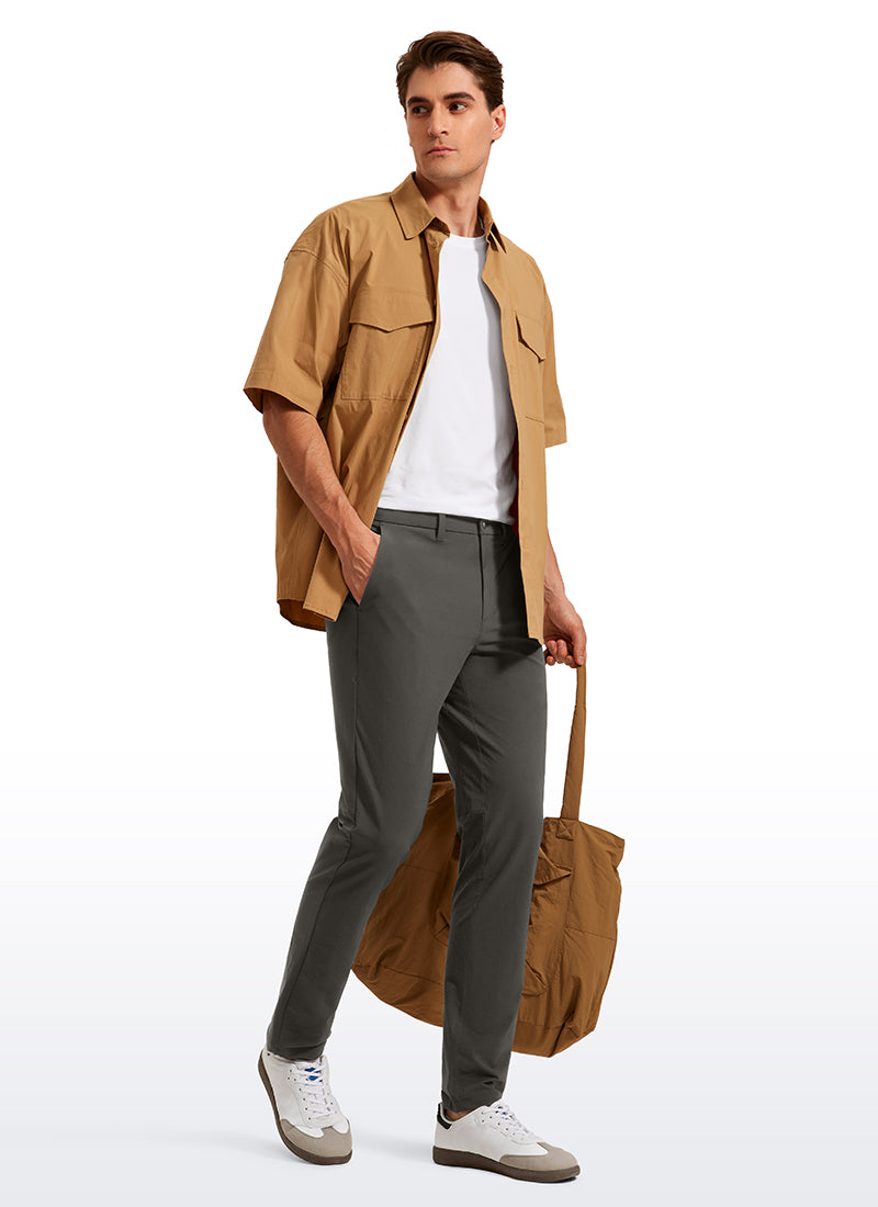 CRZ YOGA Men's  Lightweight Classic Fit Golf Pants Pockets 32'' Milky White