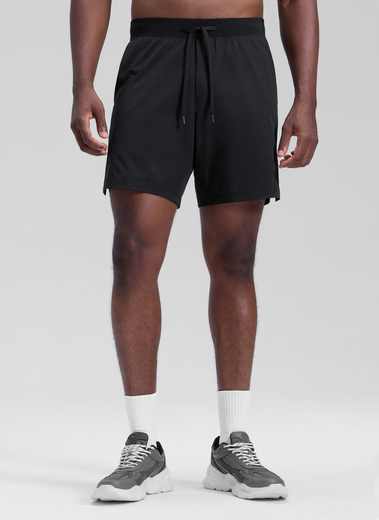 CRZ YOGA Men's Workout Classic FIt Quick Dry Pocket Shorts  7" Dark Olive