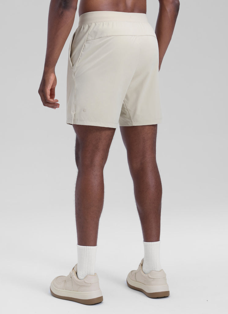 CRZ YOGA Men's Workout Classic FIt Quick Dry Pocket Shorts  7" Grey Sage