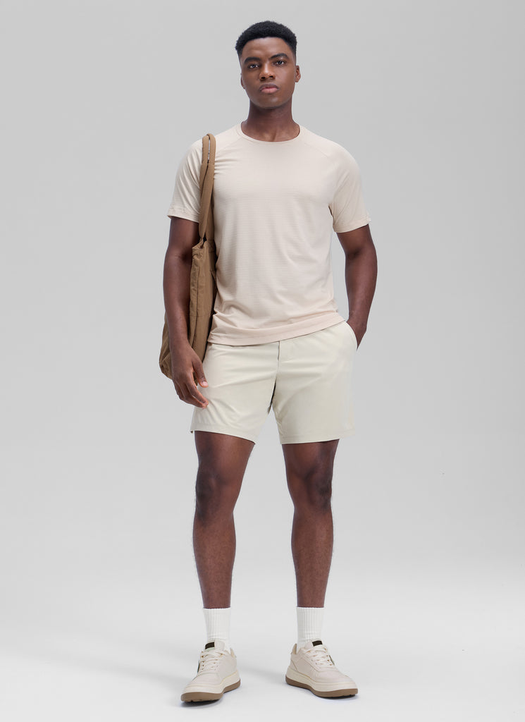 CRZ YOGA Men's Workout Classic FIt Quick Dry Pocket Shorts  7" Grey Sage