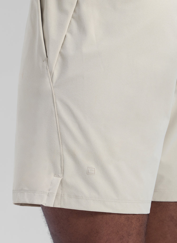 CRZ YOGA Men's Workout Classic FIt Quick Dry Pocket Shorts  7" Grey Sage