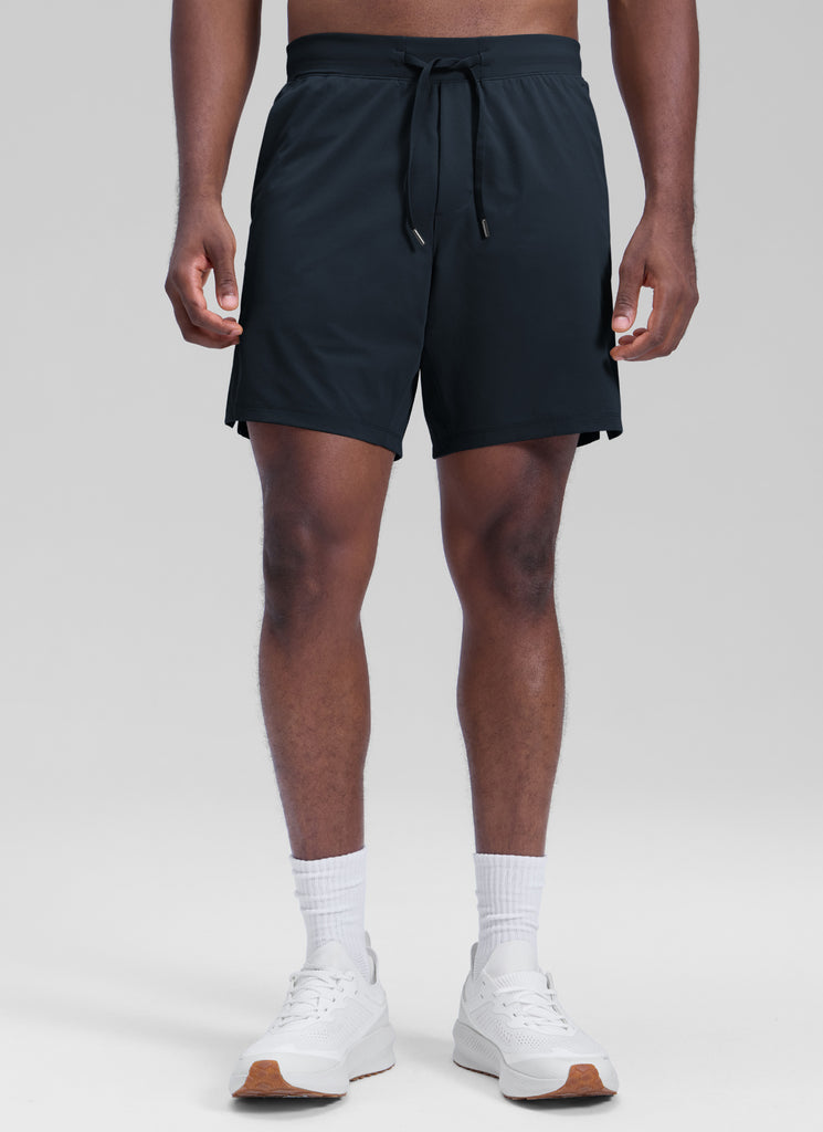 CRZ YOGA Men's Workout Classic FIt Quick Dry Pocket Shorts  7" Black