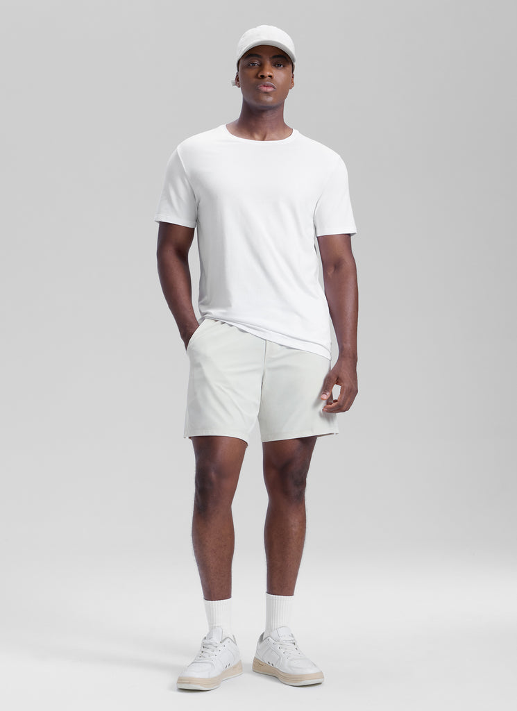 CRZ YOGA Men's Workout Classic FIt Quick Dry Pocket Shorts  7" Cliff Ash