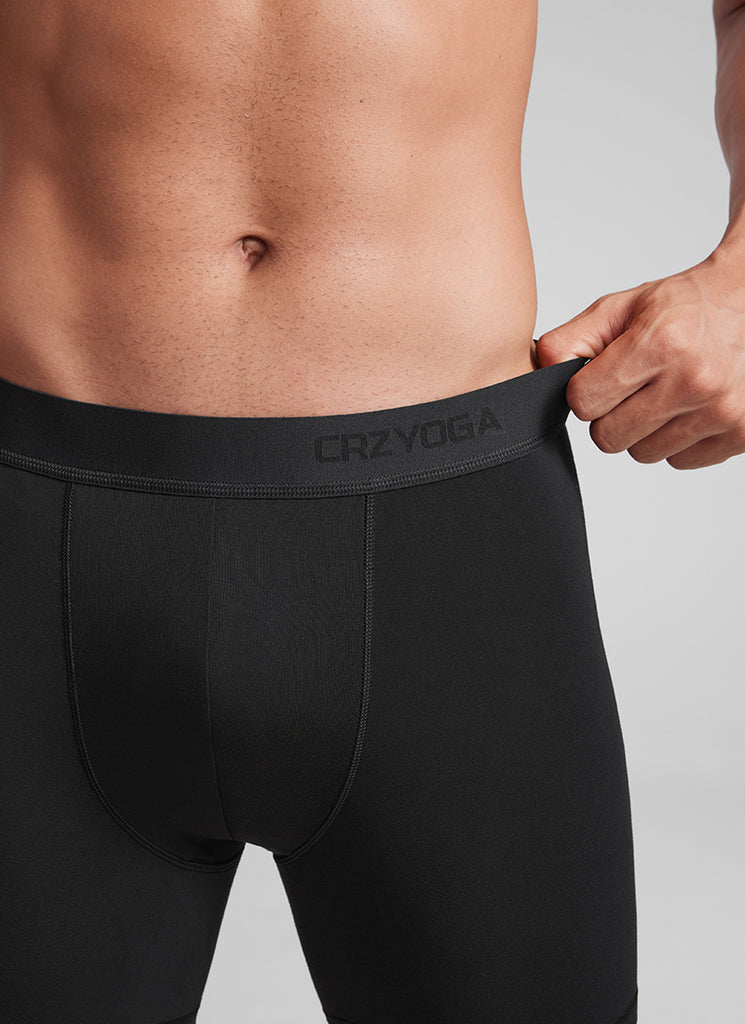 CRZ YOGA Men's Ultra-Soft Modal Double Lined 5" Boxer Underwear All Black