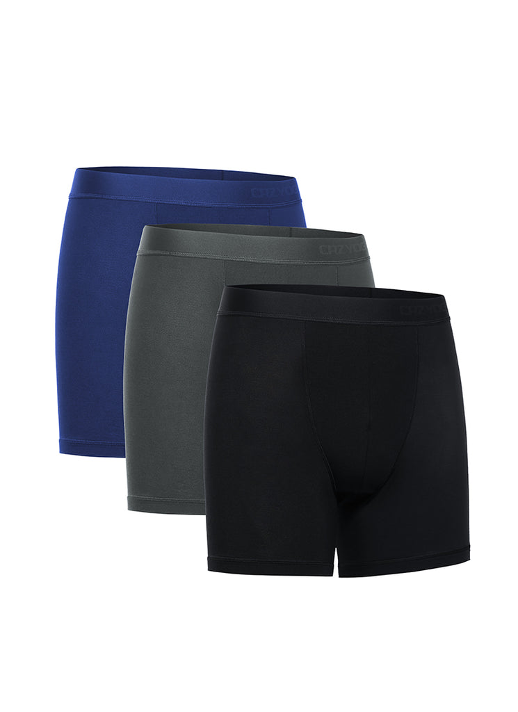 CRZ YOGA Men's Ultra-Soft Modal Double Lined 5" Boxer Underwear Black Platinum Grey True Navy