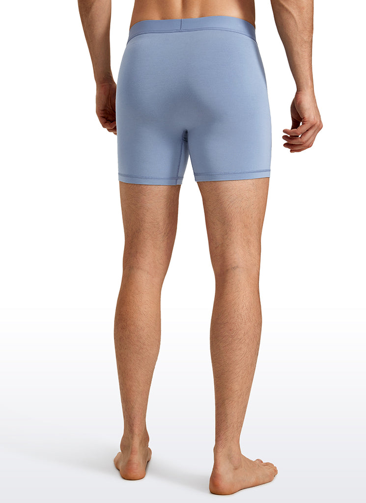 CRZ YOGA Men's Ultra-Soft Modal Double Lined 5" Boxer Underwear Black Slate Blue Hot Fudge Brown