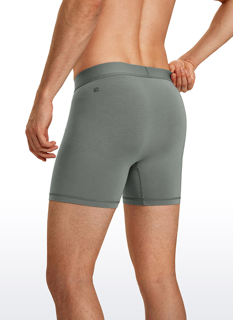 CRZ YOGA Men's Ultra-Soft Modal Double Lined 5" Boxer Underwear Mojave Tan Grey Sage White
