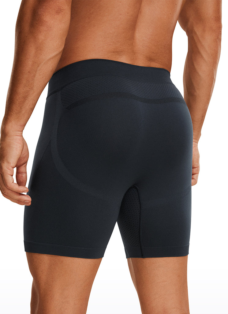 CRZ YOGA Men's Seamless Boxer Briefs Sports Underwear (3-Pack) Black Black True Navy