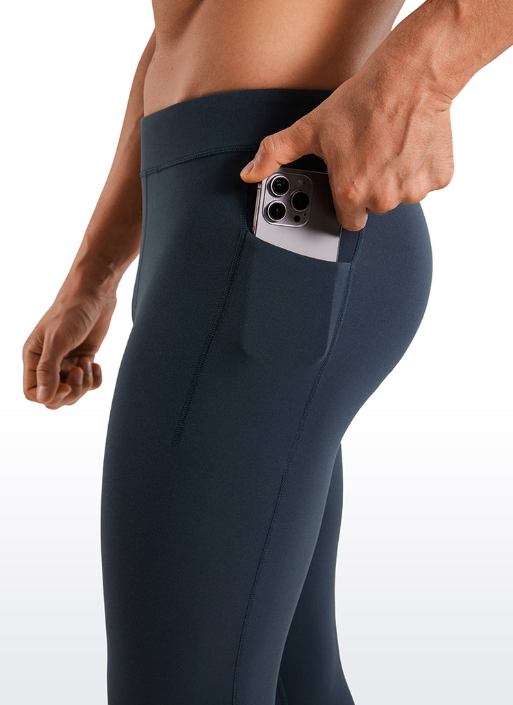 CRZ YOGA Butterluxe Mens Tights Leggings with Pockets 27" Yoga Pants True Navy