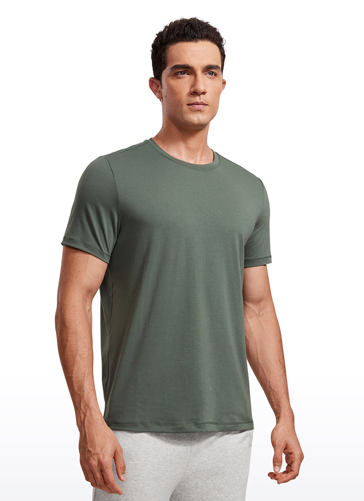 CRZ YOGA Men's Casual Classic Fit Quick Dry Crew Neck Short Sleeves Forest Green