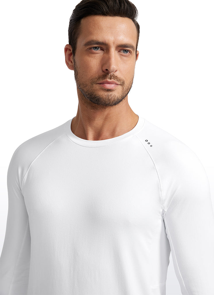 CRZ YOGA Men's Train Slim Fit Shirts Brushed Slim-Fit Long Sleeves Gull Gray