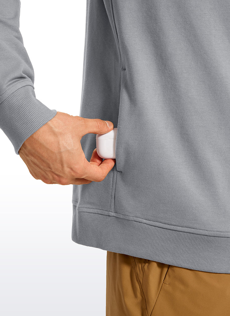 CRZ YOGA Men's Casual Outerwear Cotton Loose Fit Long Sleeve Hoodies Chambray Blue