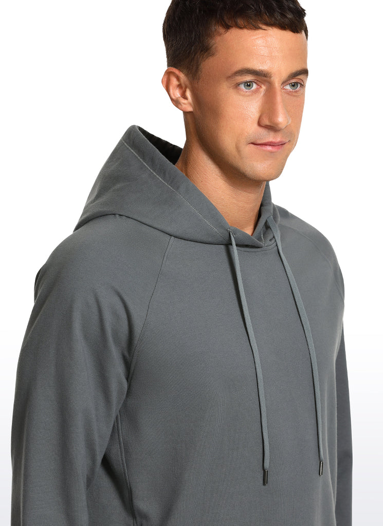 CRZ YOGA Men's Casual Outerwear Cotton Loose Fit Long Sleeve Hoodies White Apricot