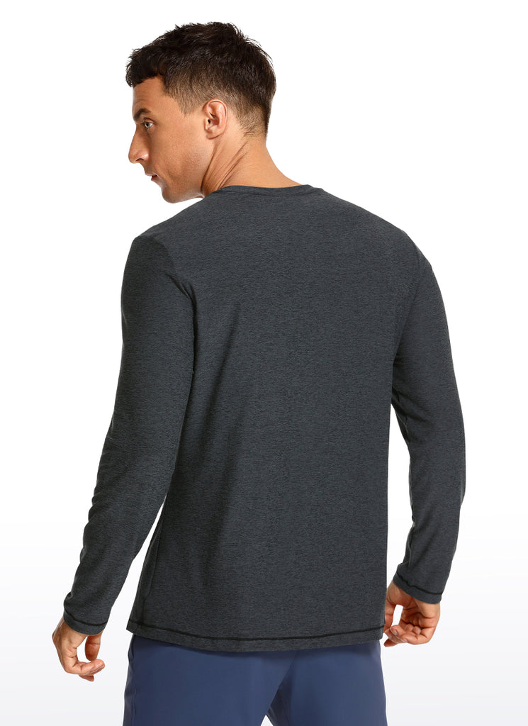 CRZ YOGA Men's Casual Lightweight Slim Fit Long Sleeve Black Heather