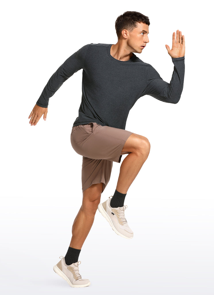 CRZ YOGA Men's Casual Lightweight Slim Fit Long Sleeve Black Heather