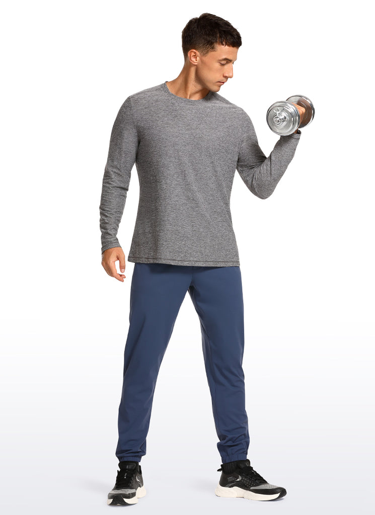 CRZ YOGA Men's Casual Lightweight Slim Fit Long Sleeve Platinum Heather