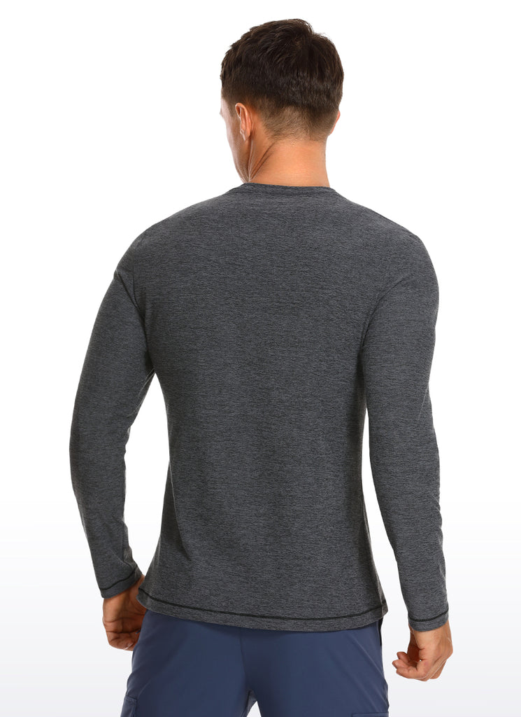 CRZ YOGA Men's Casual Lightweight Slim Fit Long Sleeve Black Heather