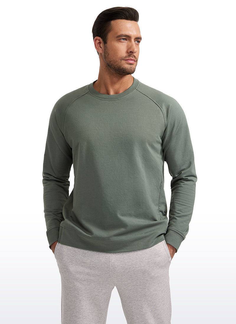 French Terry Pullover Sweatshirts with Zip Pockets