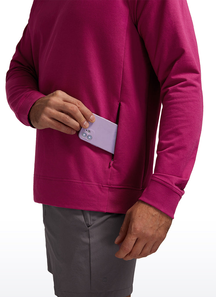 CRZ YOGA Men's Train Classic Fit Pullover Sweatshirts Long Sleeves Magenta Purple