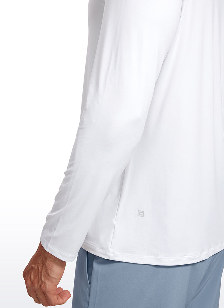 CRZ YOGA Men's Training Classic Fit Ultralight Crew Neck Long Sleeves White