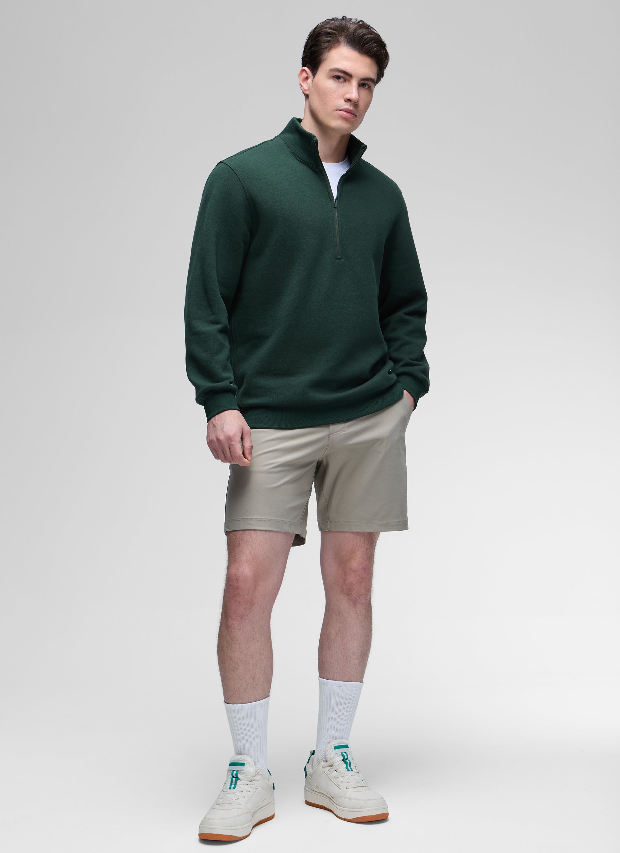 Fleece Lined Half Zip Sweatshirts Mock Neck